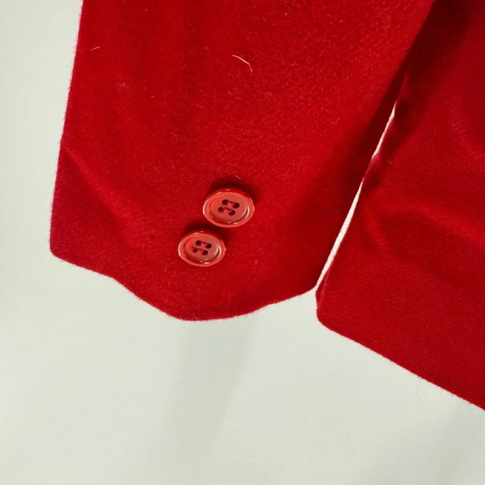 Vintage Red Wool Blend Blazer By Chimney Ridge With Button Closure & Pockets Wom - Picture 4 of 10